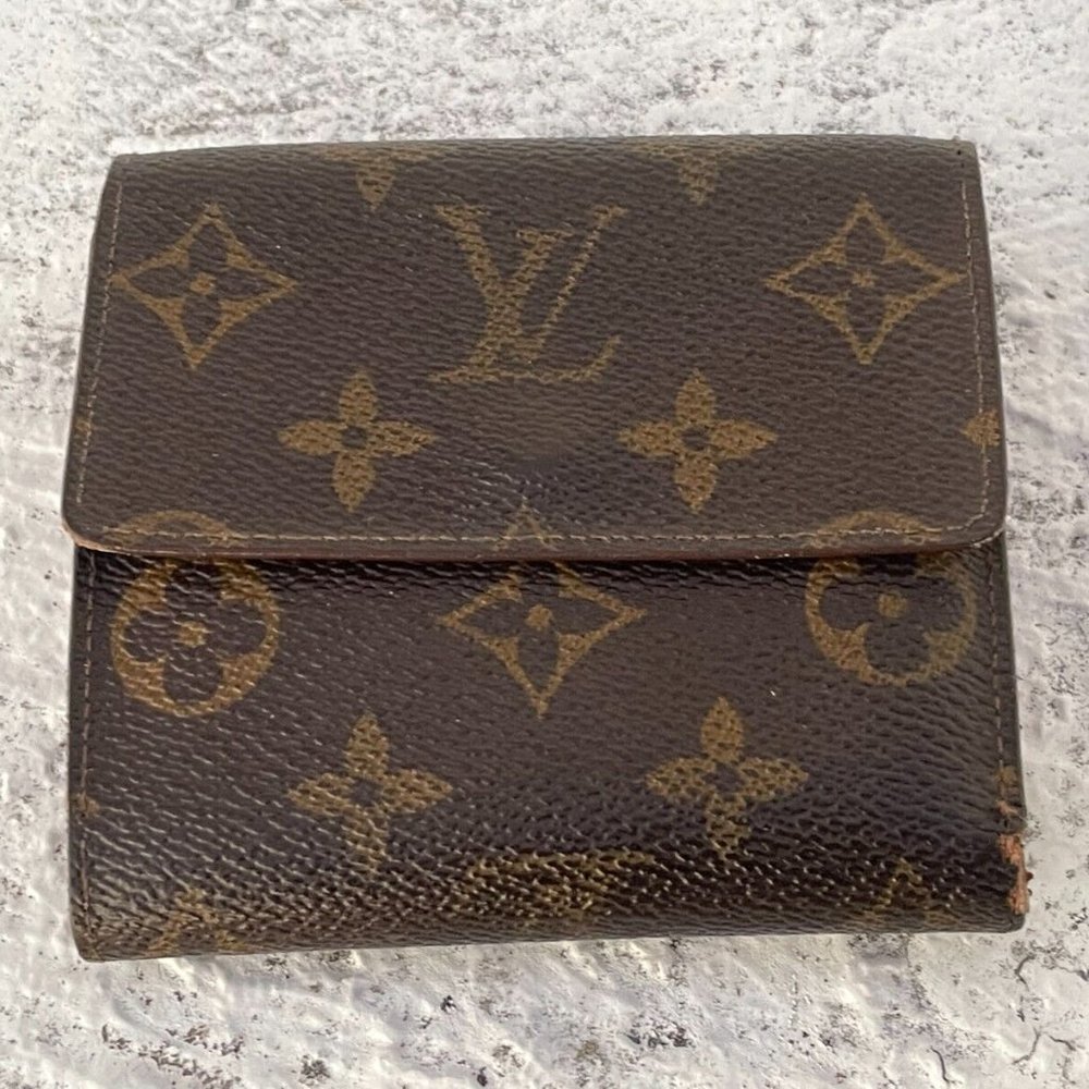 Vintage Louis Vuitton Wallet Card Holder Brown leather Made in France Authentic - Picture 1 of 11